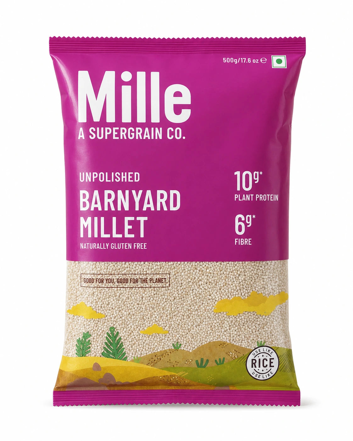 Mille Unpolished Barnyard Millet 500g front pack